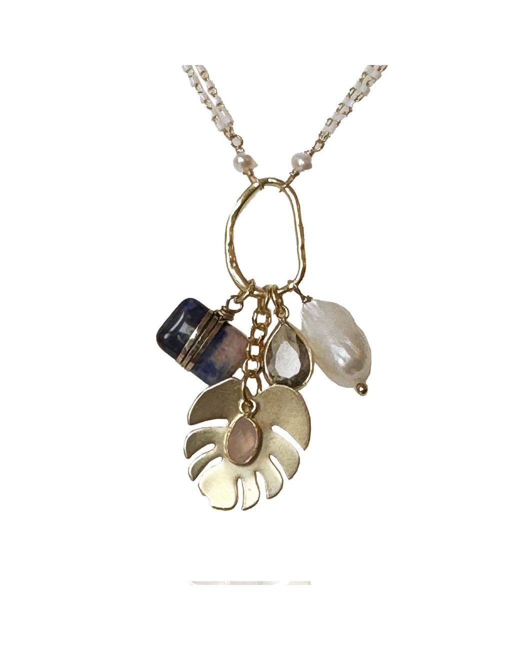 Rare Matters Jewelry Metallic Radiance Charm Sodalite Necklace