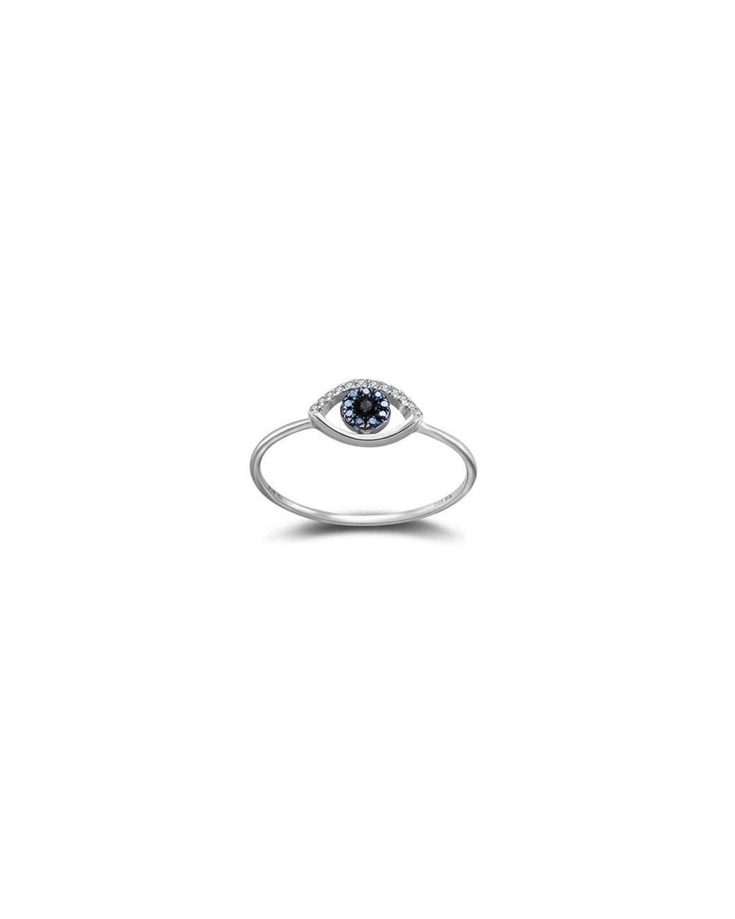 Genevieve Collection White 18K Evil Eye Sapphire Diamond Ring