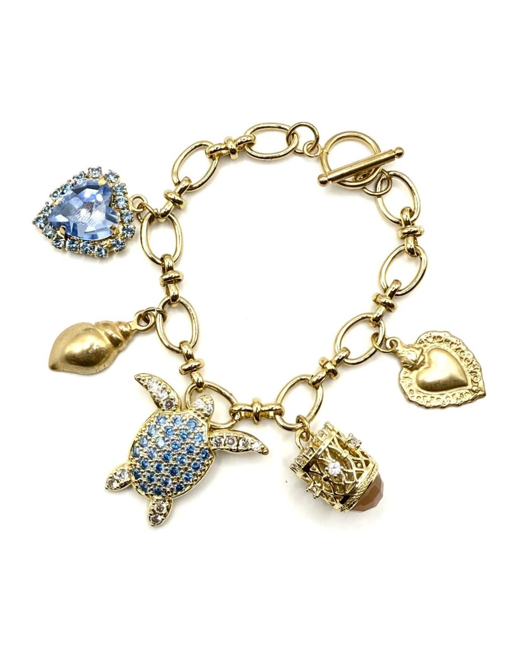 Achala Handcrafted Metallic Neutrals Sea Treasures Charm Bracelet