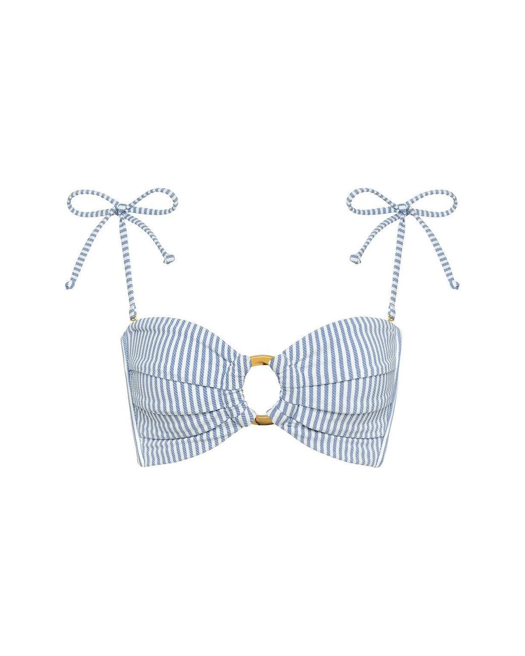 Montce Blue Classic Stripe Tori Ties Bandeau Bikini Top