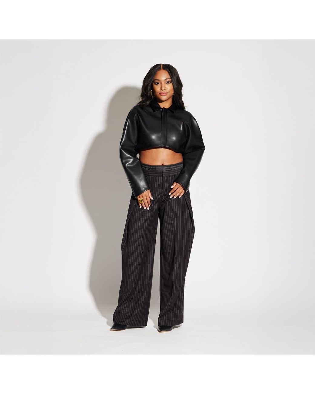 Circular Path Black Crop Vegan Leather Jacket