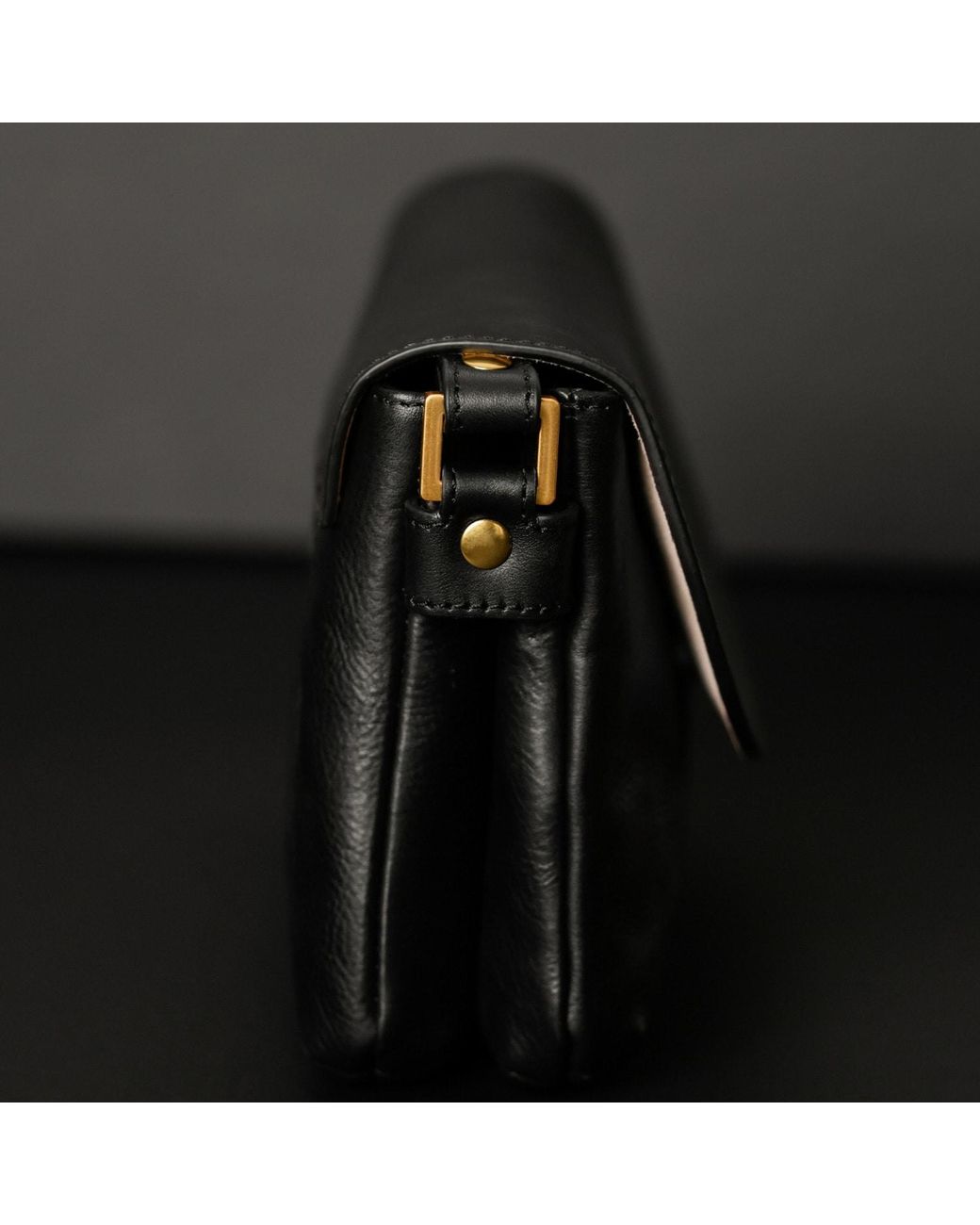 Time Resistance Black Leather Cross Body Bag For