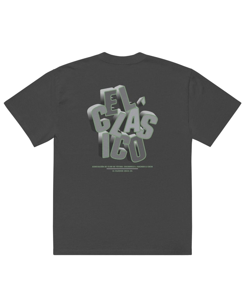 Anchor and Crew Black Faded C. F. Cocodrilo El Clasico Football Cotton Oversized T-Shirt