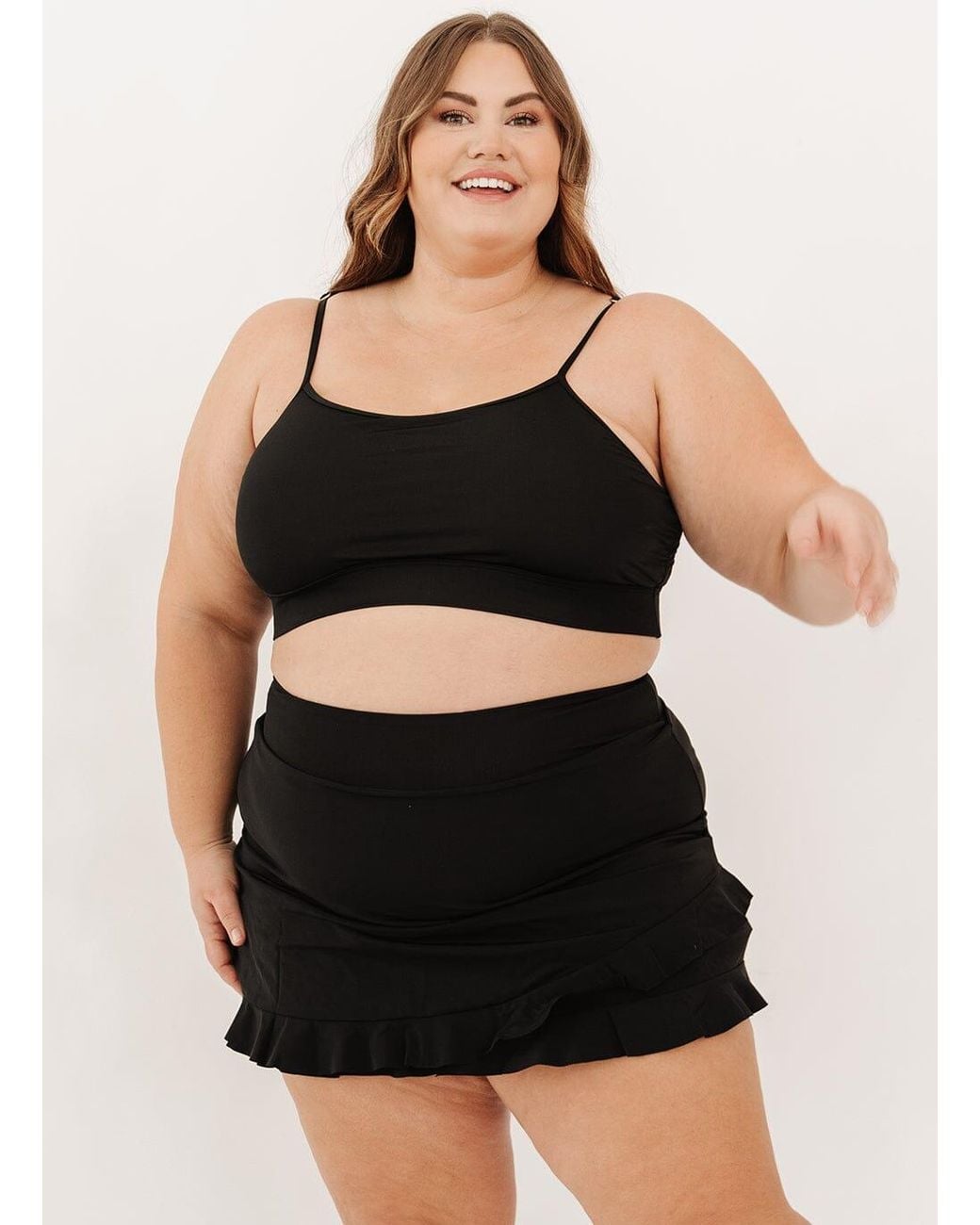 Lime Ricki Swimwear Black Ruffle Skirt W/ Bottoms