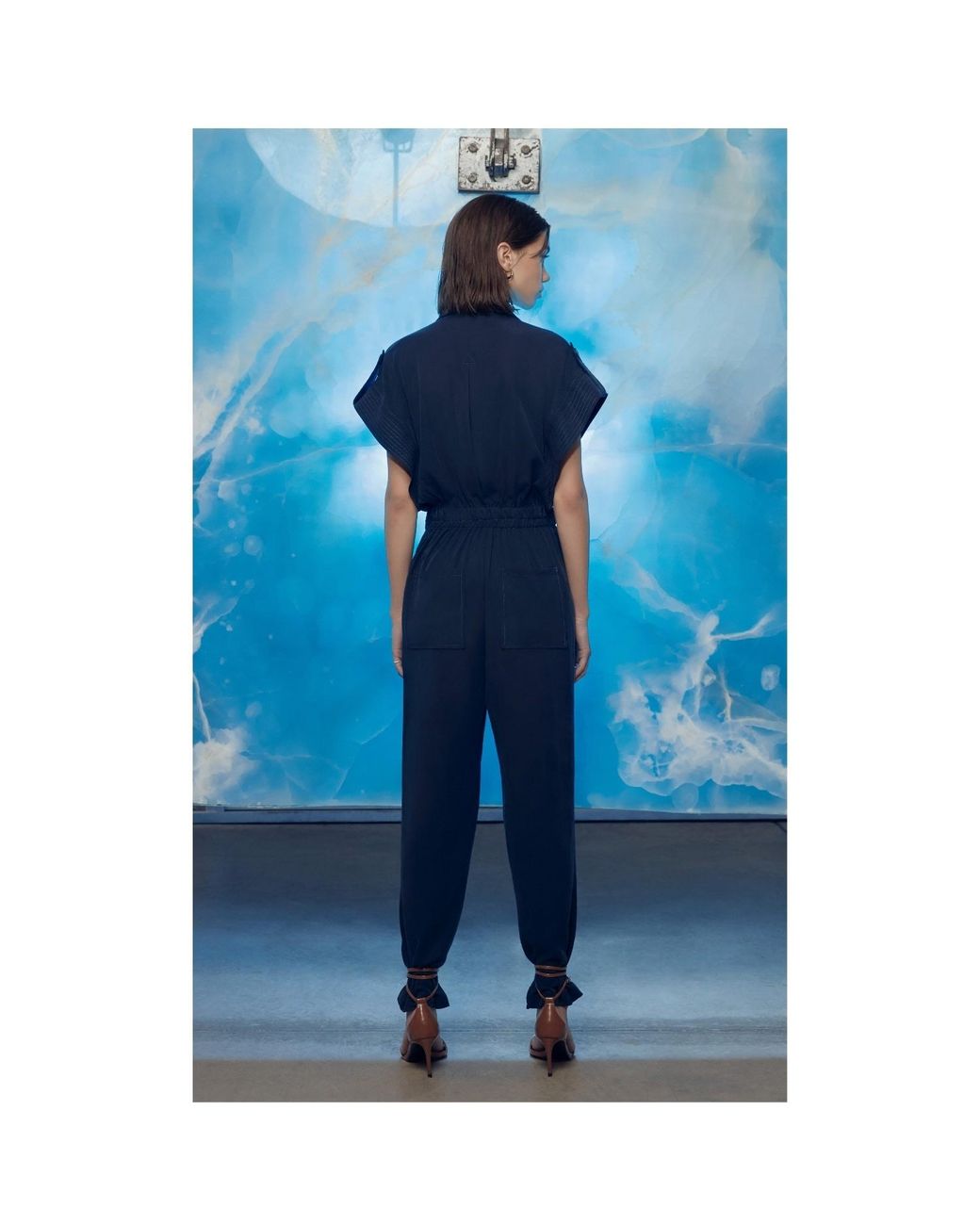 NAZLI CEREN Blue Molve Jumpsuit