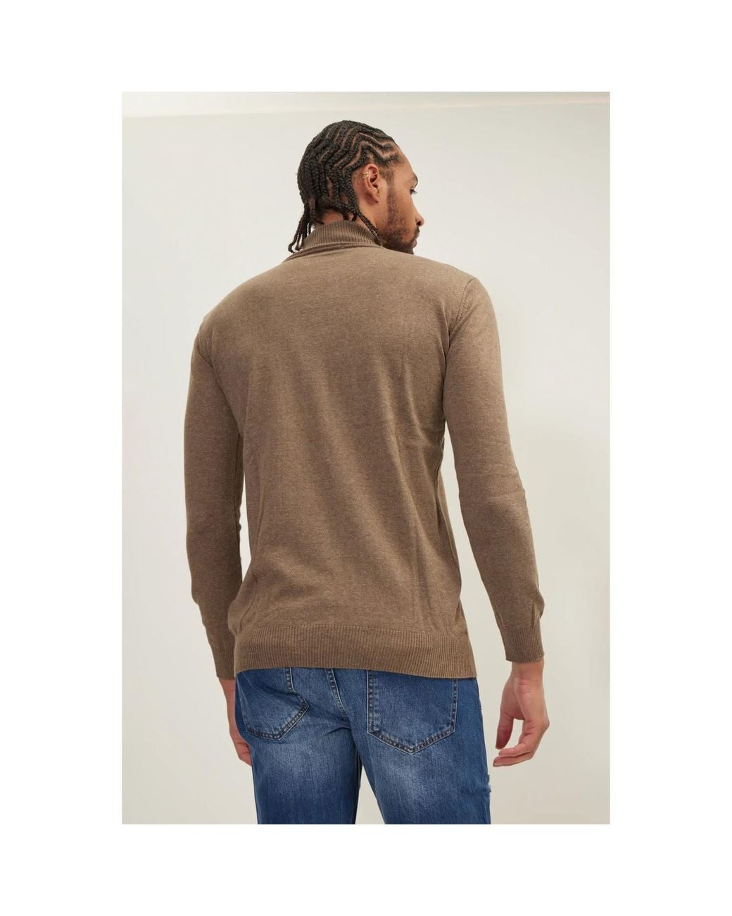 Ron Tomson Brown Neutrals Roll Neck Knit Sweater for men