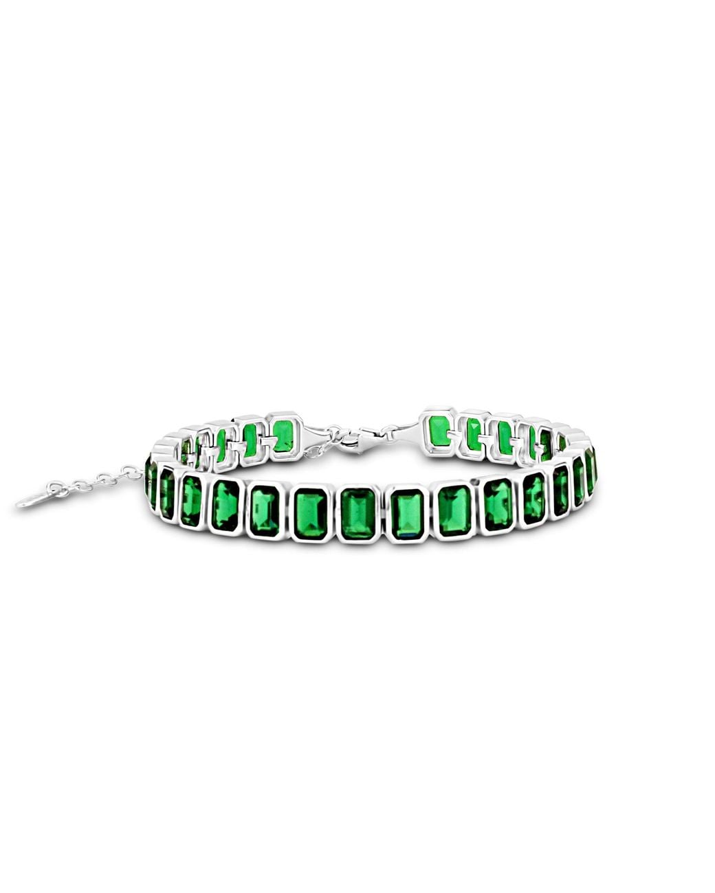 SHYMI Green Bezel-Set Color Emerald Tennis Bracelet