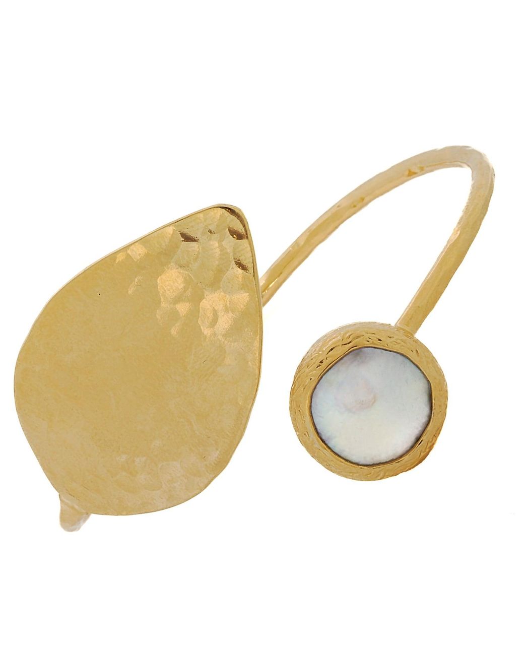 Ebru Jewelry Metallic Cleopatra Pearl Leaf Cuff Bracelet