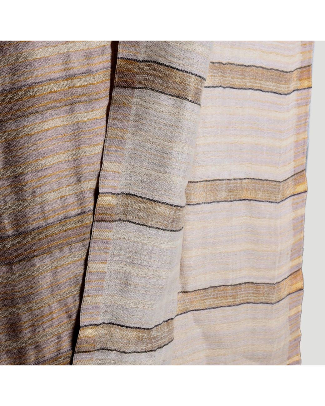 Babs Boutique NYC Brown Cashmere Stole With Metallic Thread Stripes