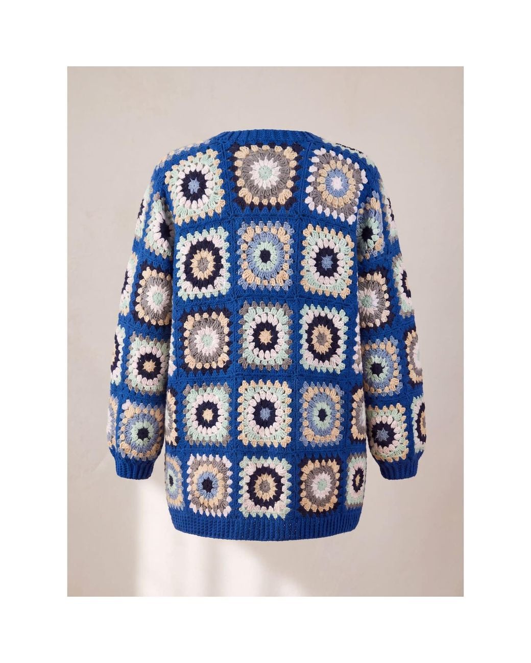Ana Chic Blue Royal Granny Square Handmade Crochet Cardigan