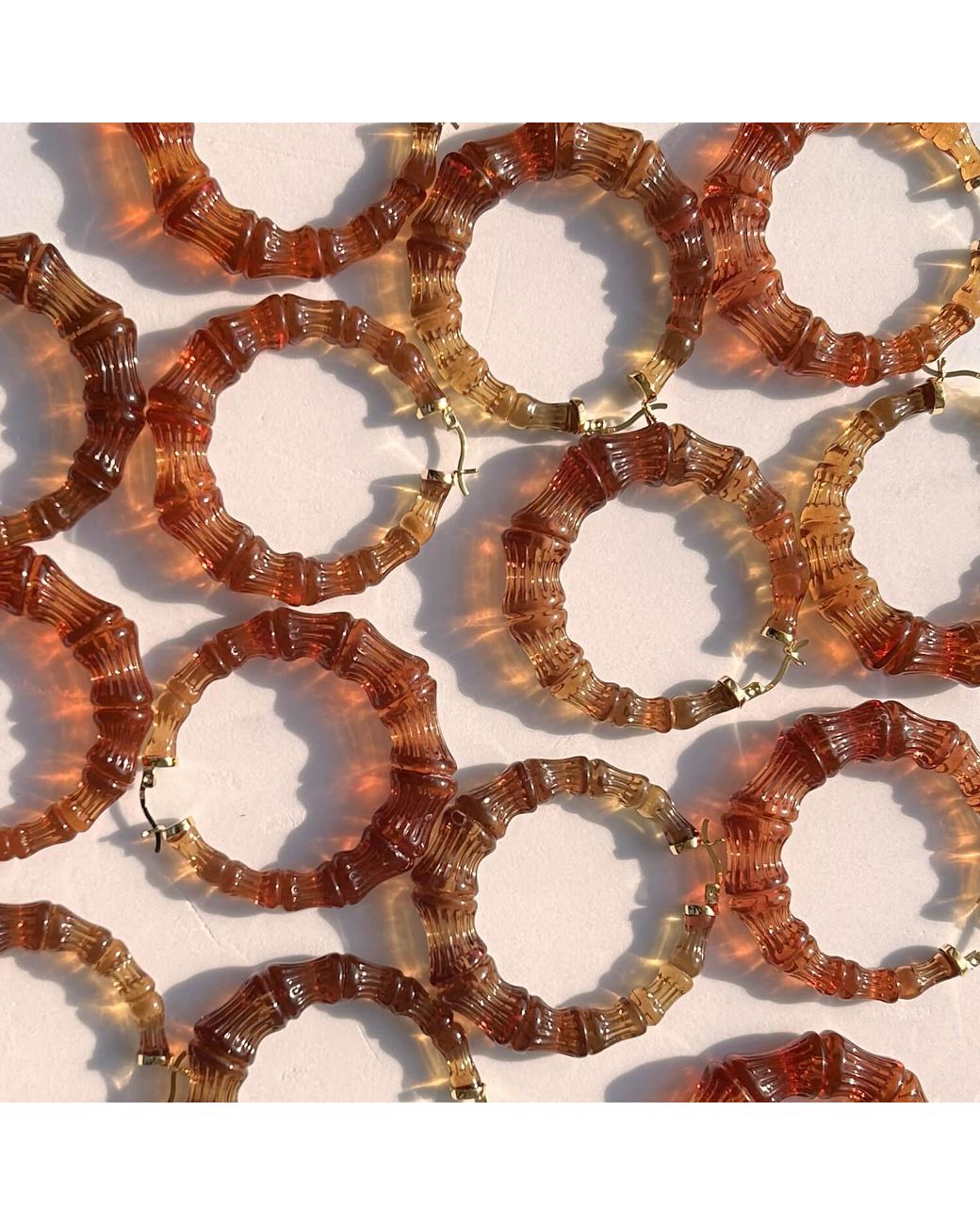Gold & Honey Orange Neutrals Rum And Coke Bamboo Hoop Earrings