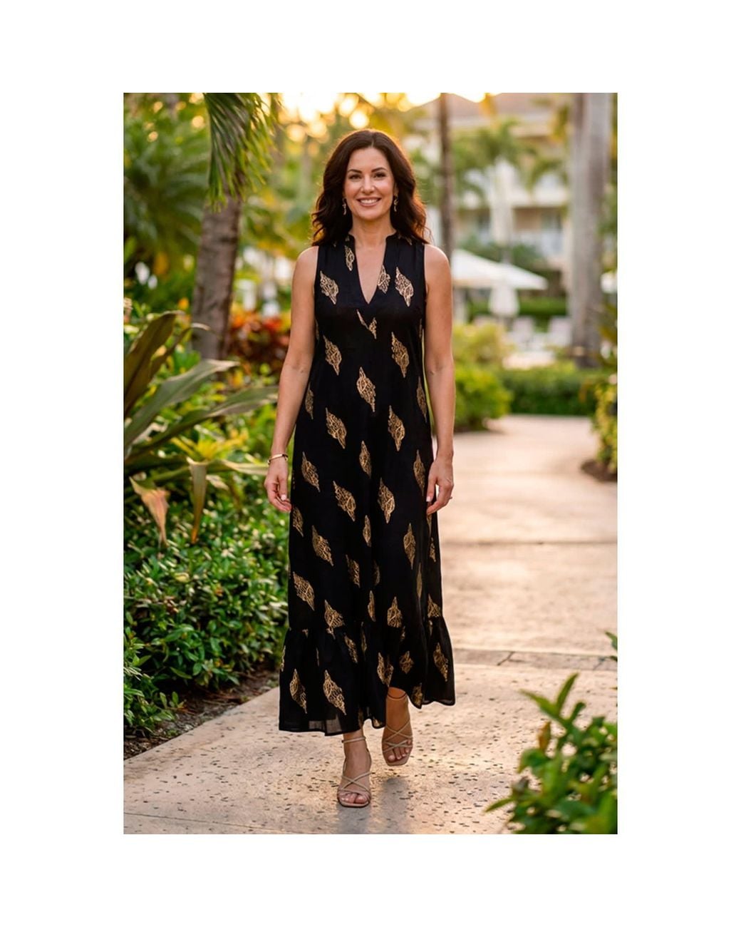 At Last Black Cotton Lombock Midi Dress