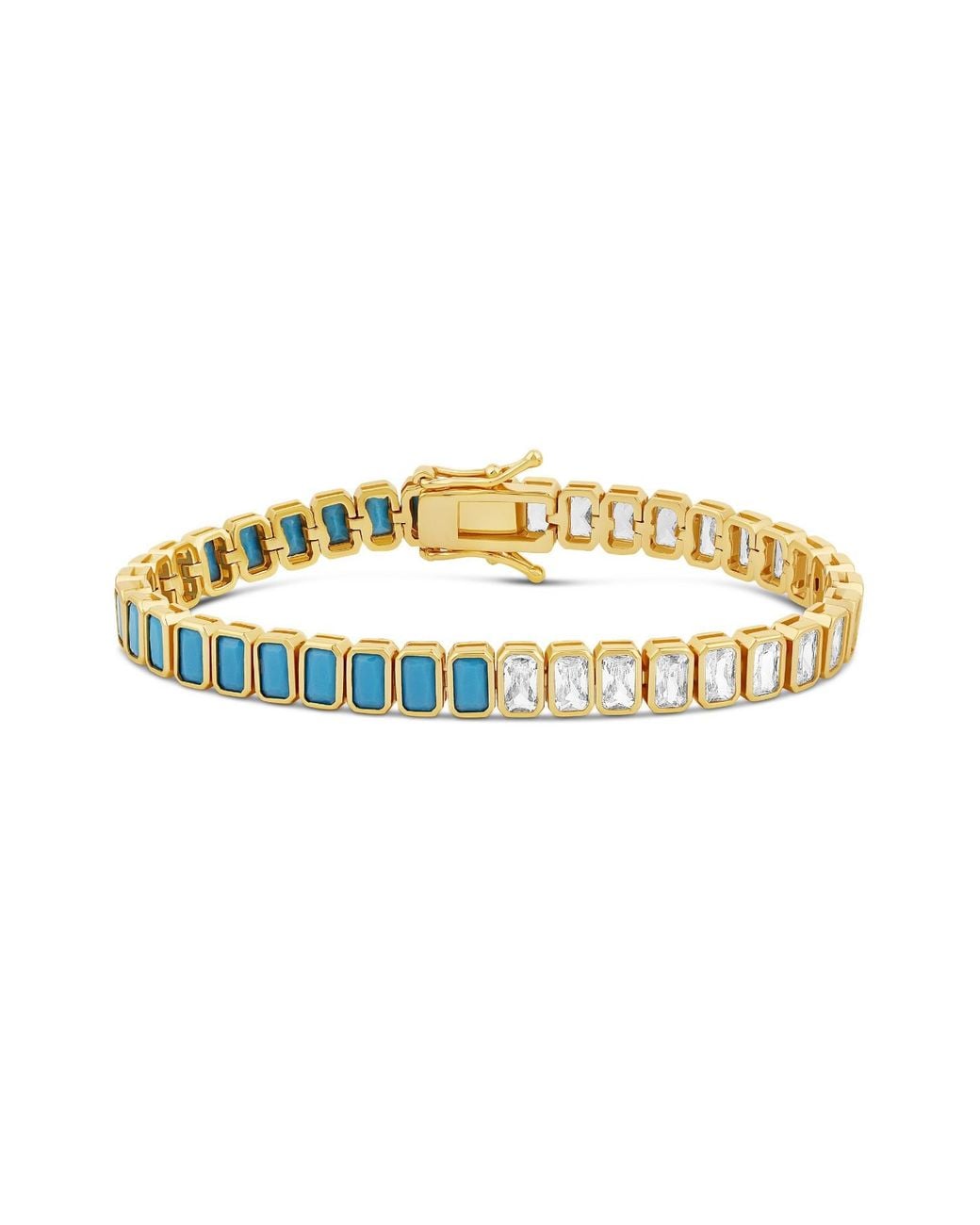 SHYMI Metallic Bezel-Set Emerald Half Tennis Bracelet