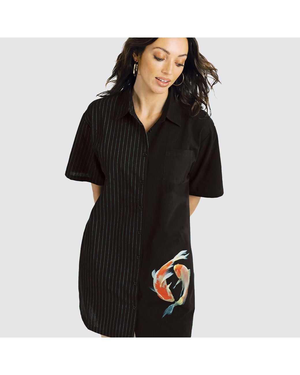 Zenzee Black Two Tone Shirt Dress