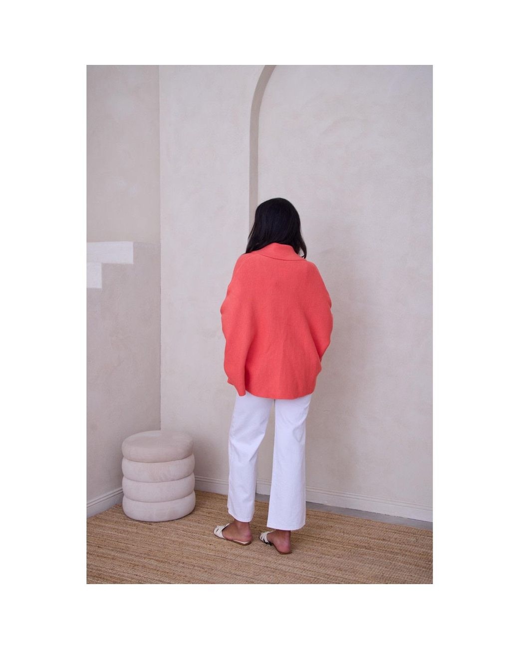 Saachi Pink Open Front Oversized Coral Cardigan Sweater