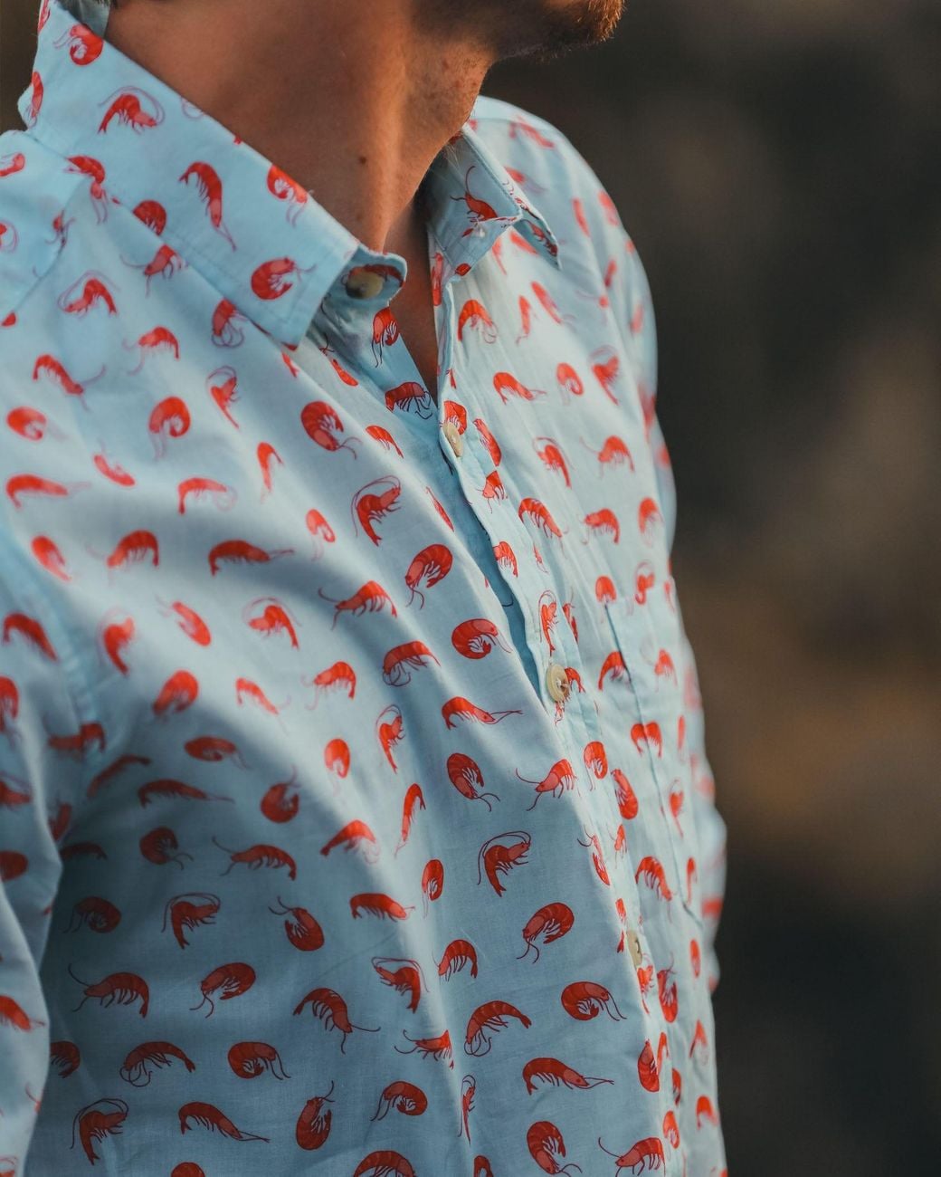 ALOFT Blue Shrimp Beach Shirt for men