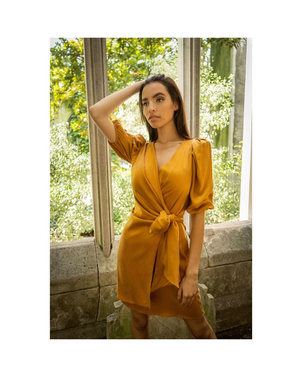 Femponiq Brown Draped Vegan-cupro Wrap Dress