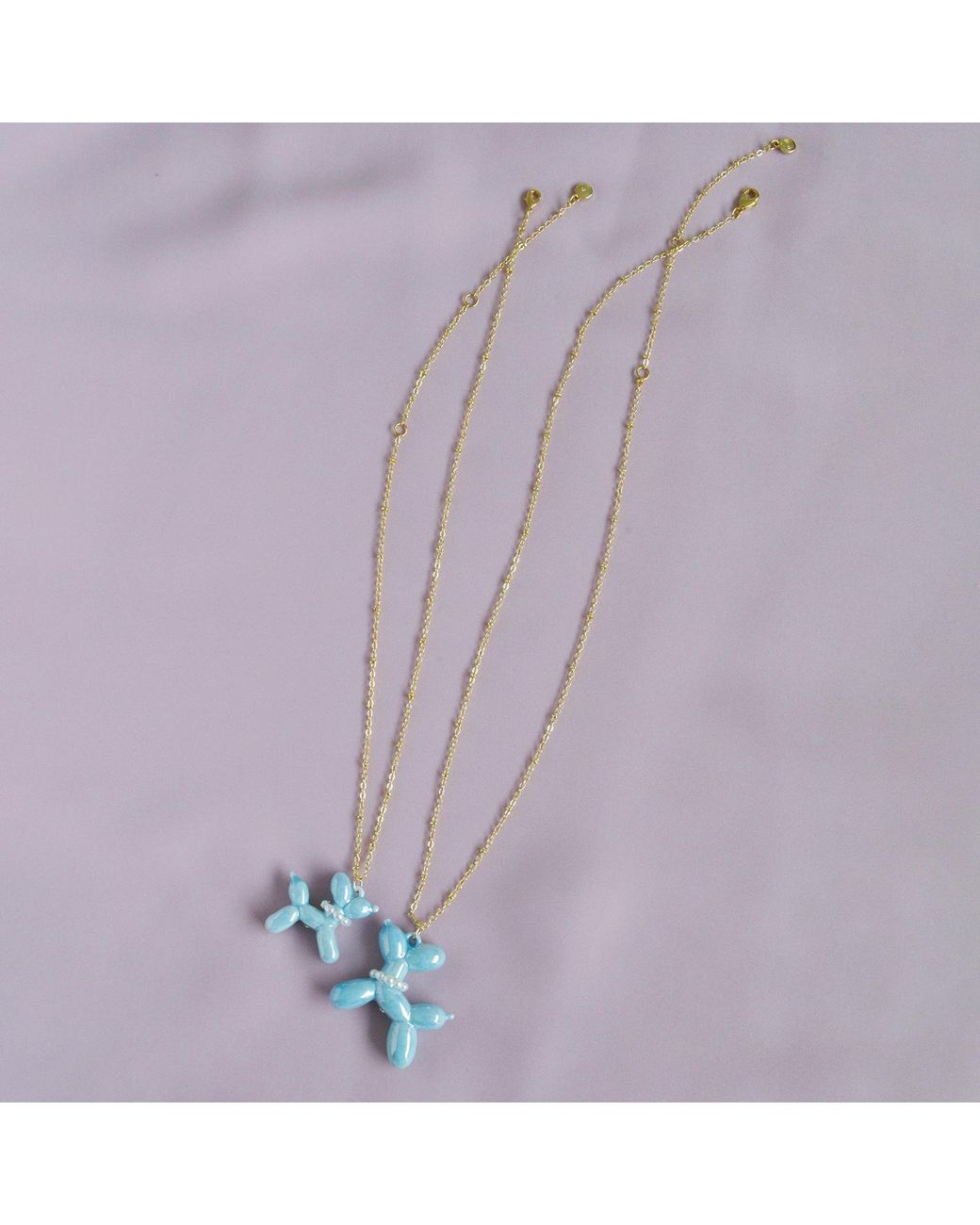 POPORCELAIN Blue Baby Porcelain Balloon Doggie Necklace, Tone