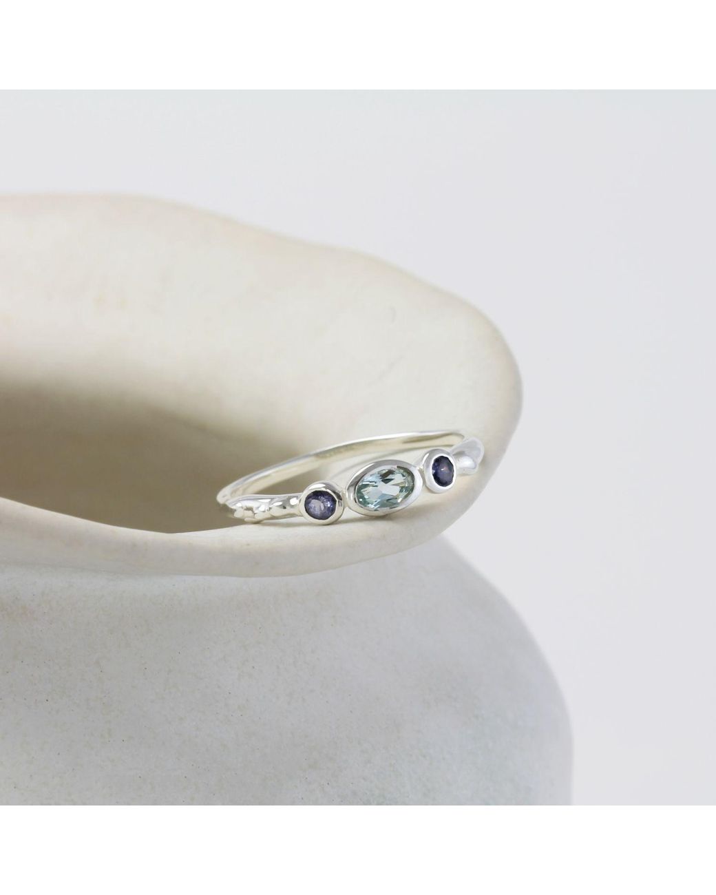 Isla Silver Multicolor Dainty Iolite & Topaz Ring