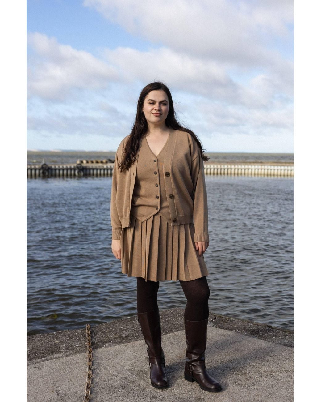 SALANIDA Natural Neutrals Galante Knitted 100% Merino Waistcoat