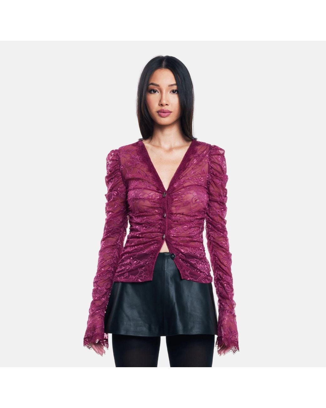 OW Collection Purple Audrey Lace Cardigan
