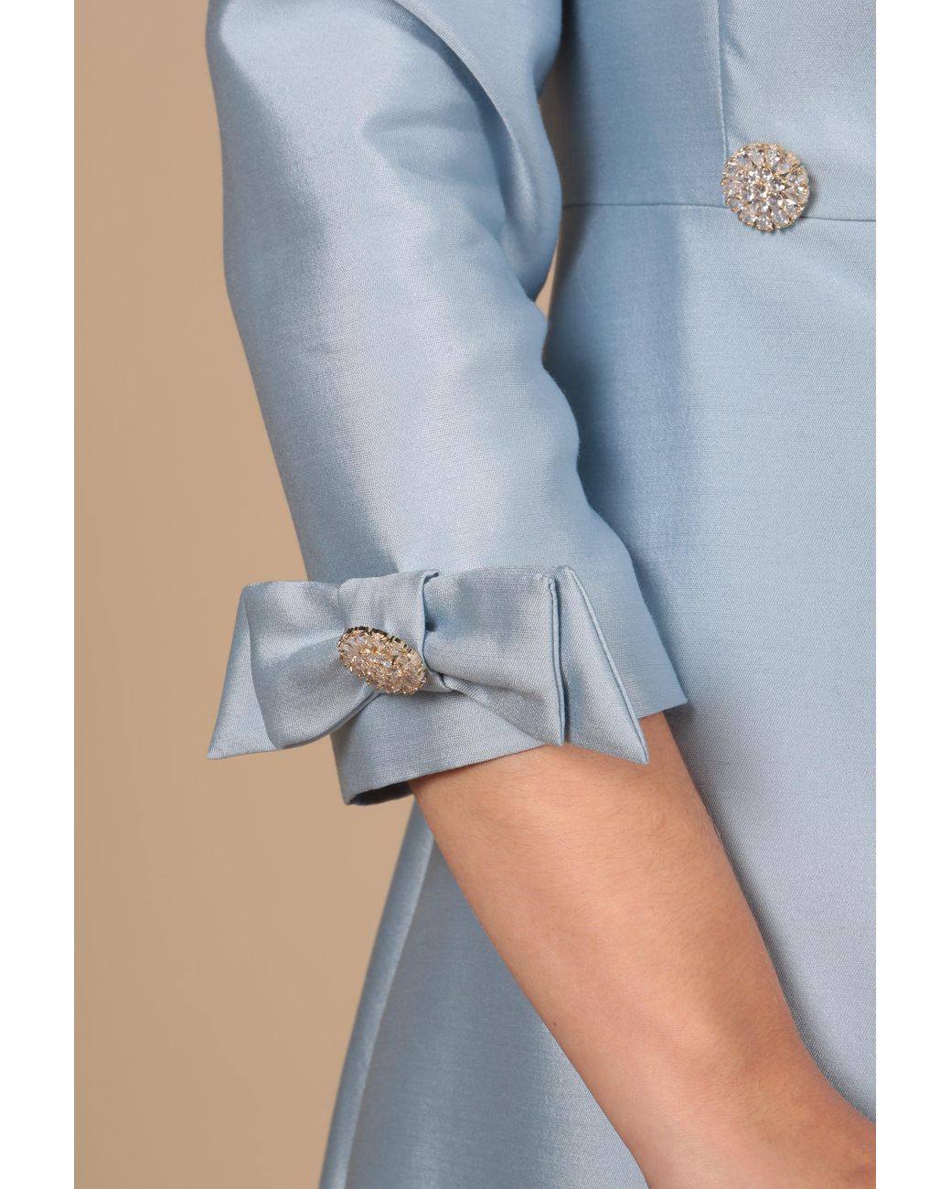 Santinni Blue Astor Silk Taffeta Dress Coat