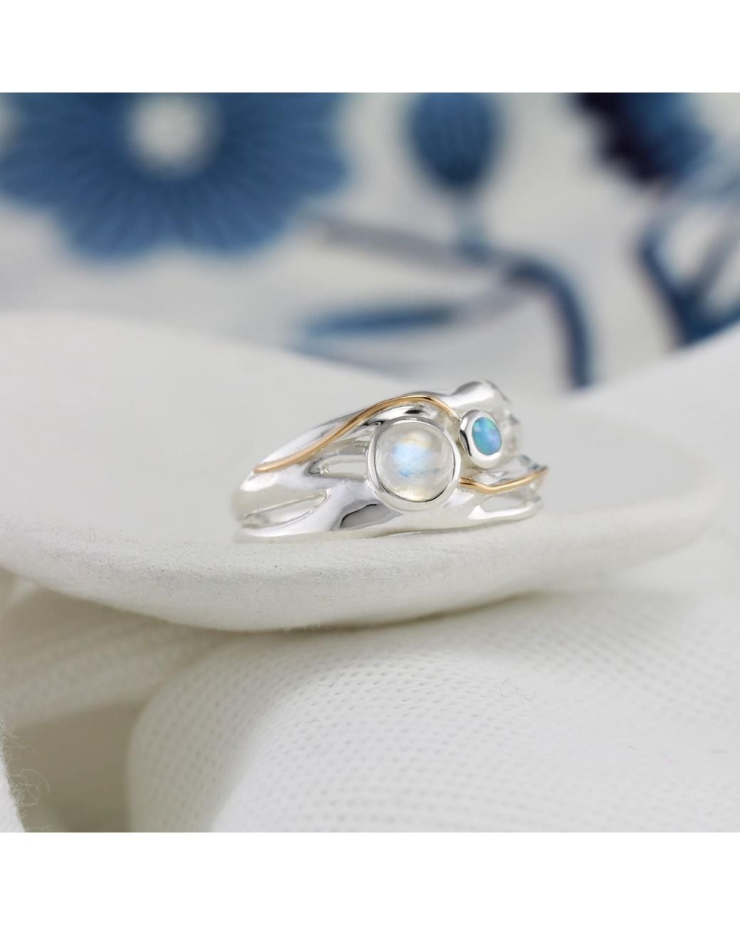 Isla Silver White Moonstone & Opal Ring