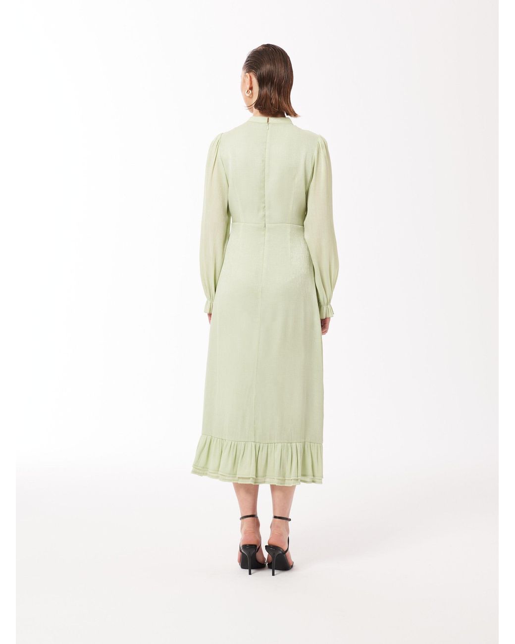 Sour Figs Green Ruffled Midi Dress