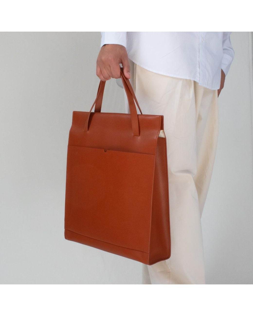 godi. Red Handmade Adjustable Leather Tote Bag for men