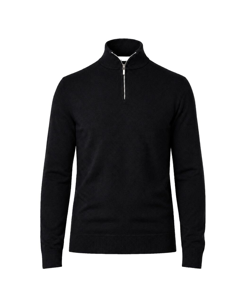 SEREN LONDON Black Half Zip Wool Jumper for men