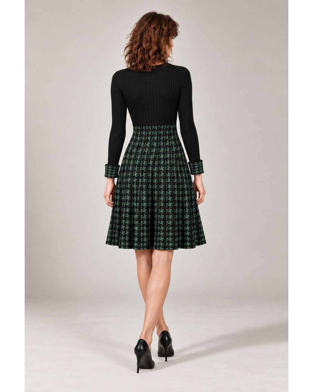 James Lakeland Black Houndstooth Knitted Dress