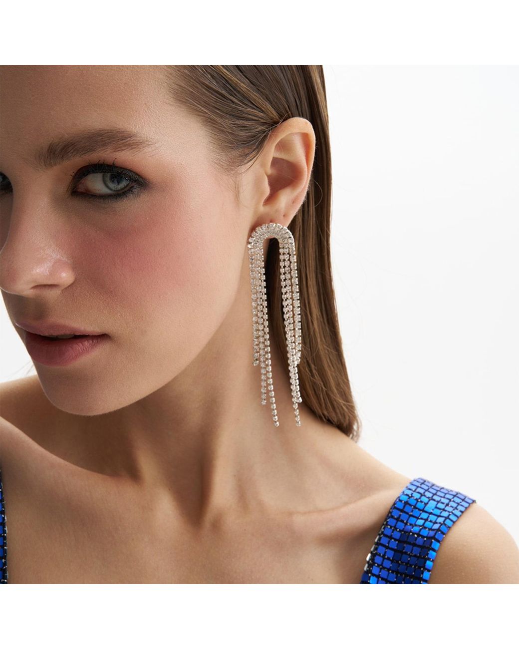 Maison De Gala White Suzy Crystal Dangle Earring