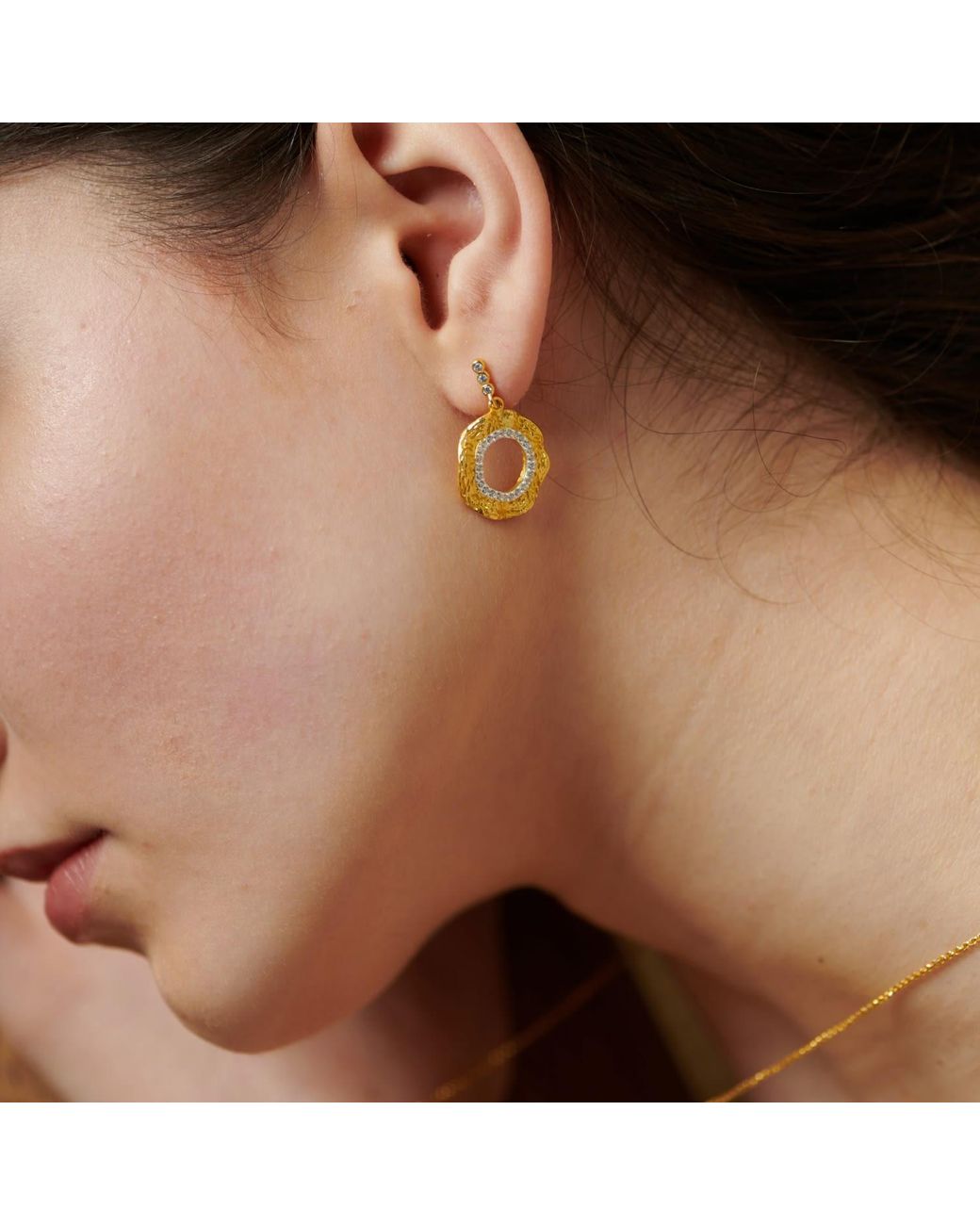 Janus Edinburgh Metallic Shen Vermeil Mixed Tone Circle Textured Earrings