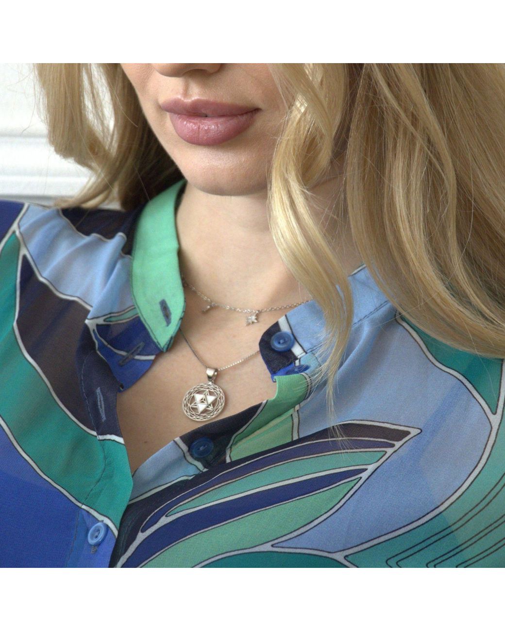 Seven Saints Metallic Merkaba Star, Spiritual Ascension Necklace, Plated