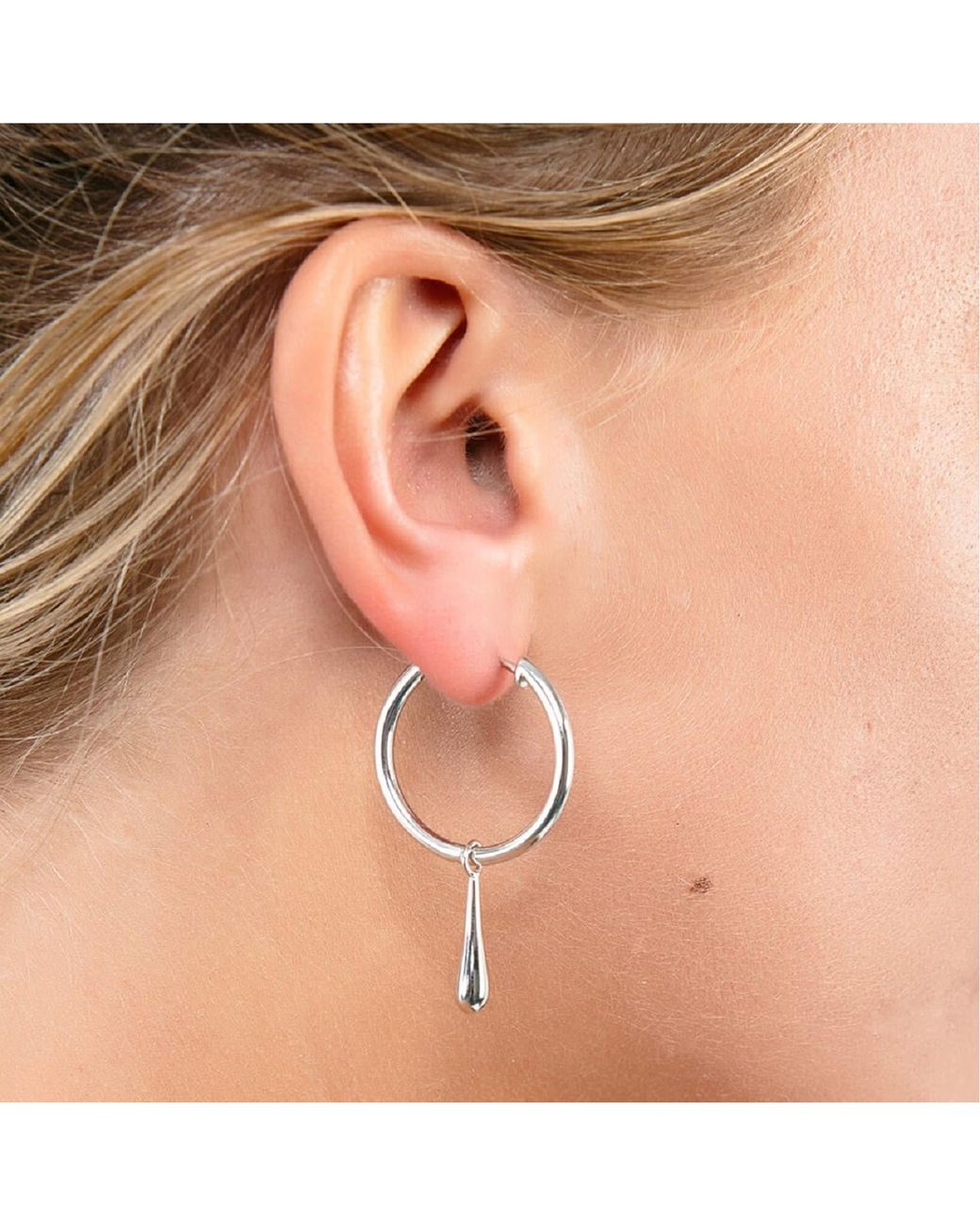 Lucy Quartermaine Metallic Solid Sterling Drop Hoops With Drop