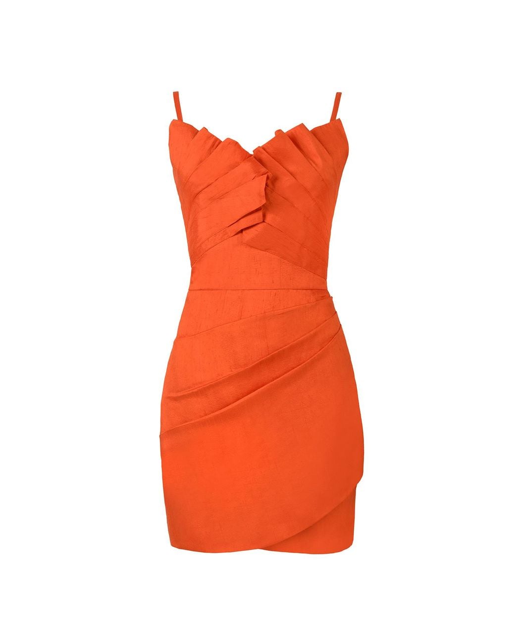 ALINA CERNĂTESCU Orange Fiore Taffeta Mini Cocktail Dress