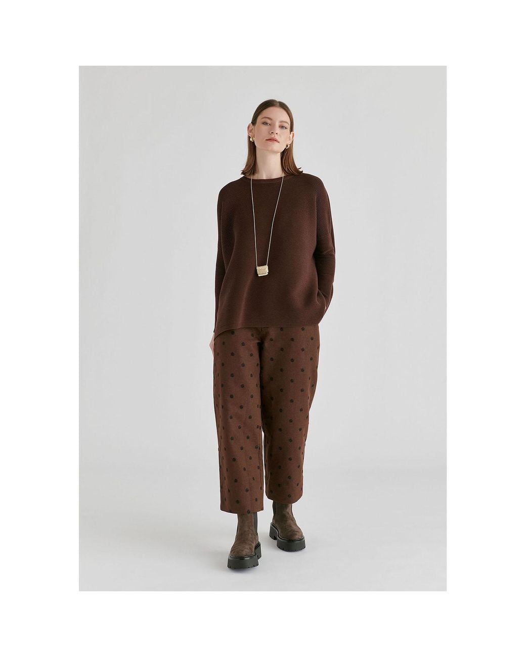 Paisie Brown Ribbed Jumper