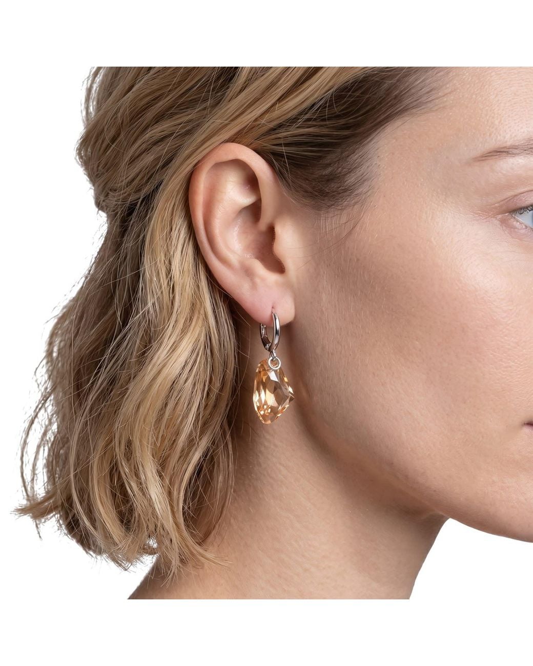 Modenaire Metallic Crystal Drop Earrings Elegant Dangle Jewelry