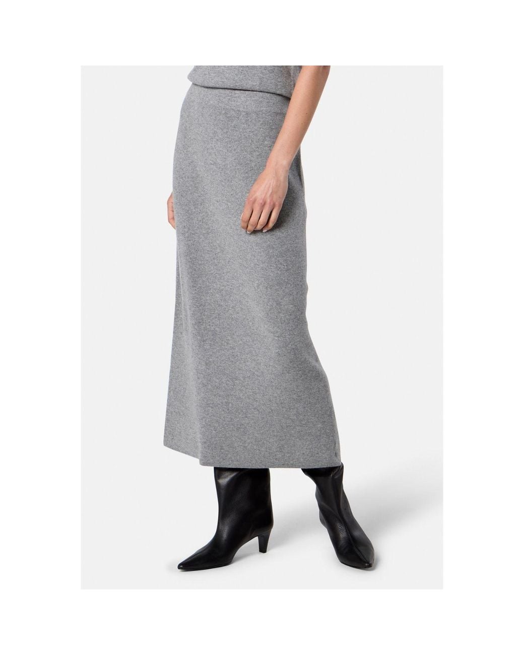 Helen Mcalinden Gray Rhea Ribbed Marl Cashmere Skirt