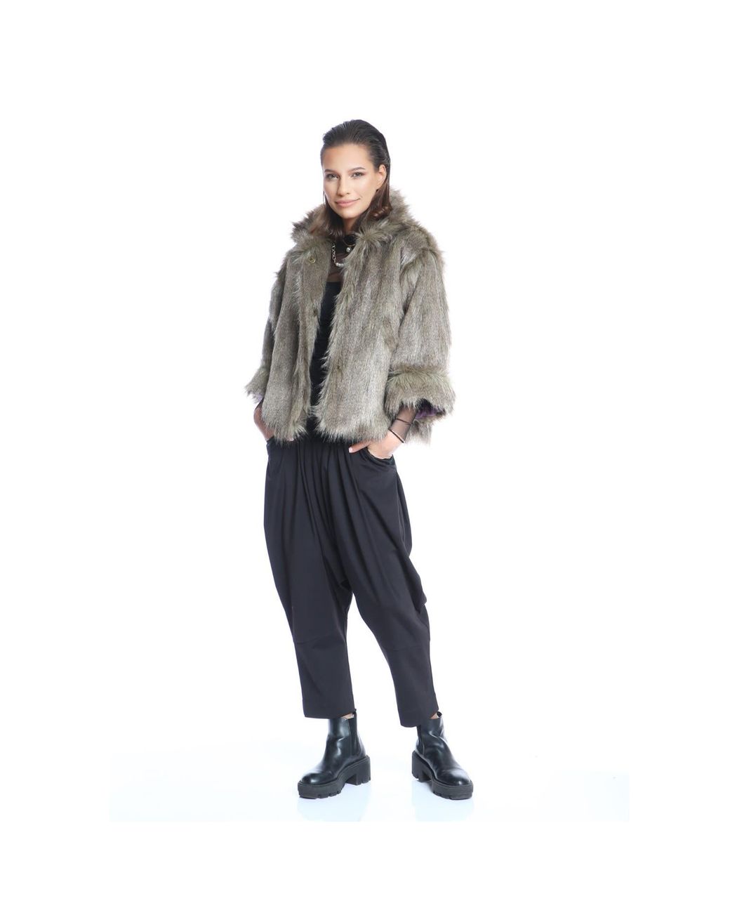 Silvia Serban Green Faux Fur Jacket