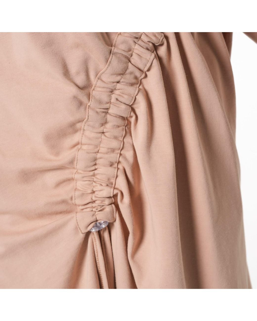 Metamorph Pink Neutrals Asymmetric Cotton Tunic With Adjustable Drawstring Details