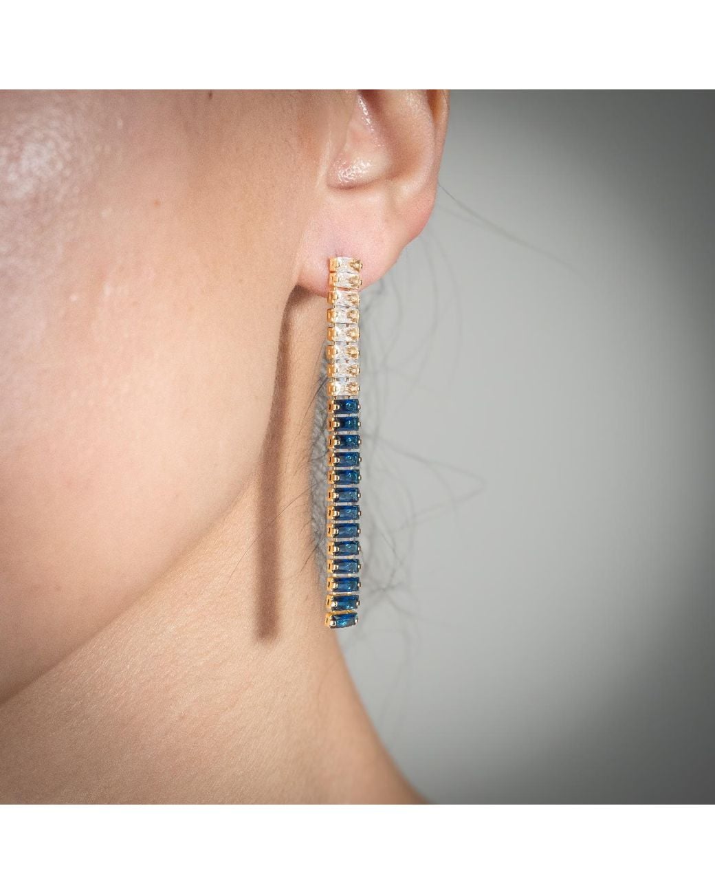 Rare Matters Jewelry Blue Clear Crystal Beam Earrings