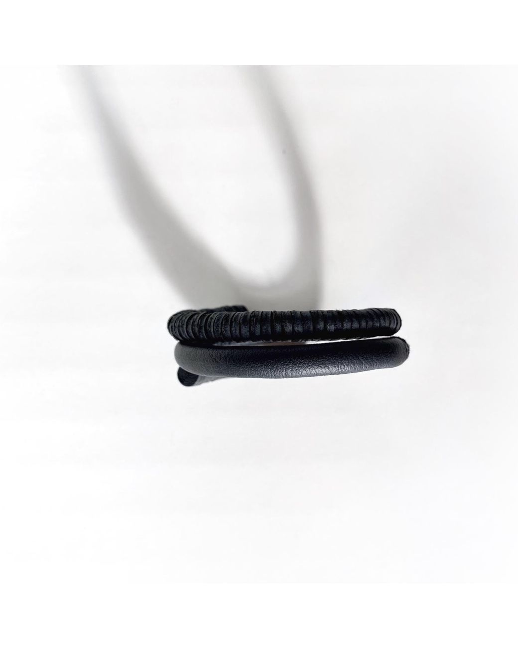 WAIWAI Black Coil Combo Leather Bracelet for men