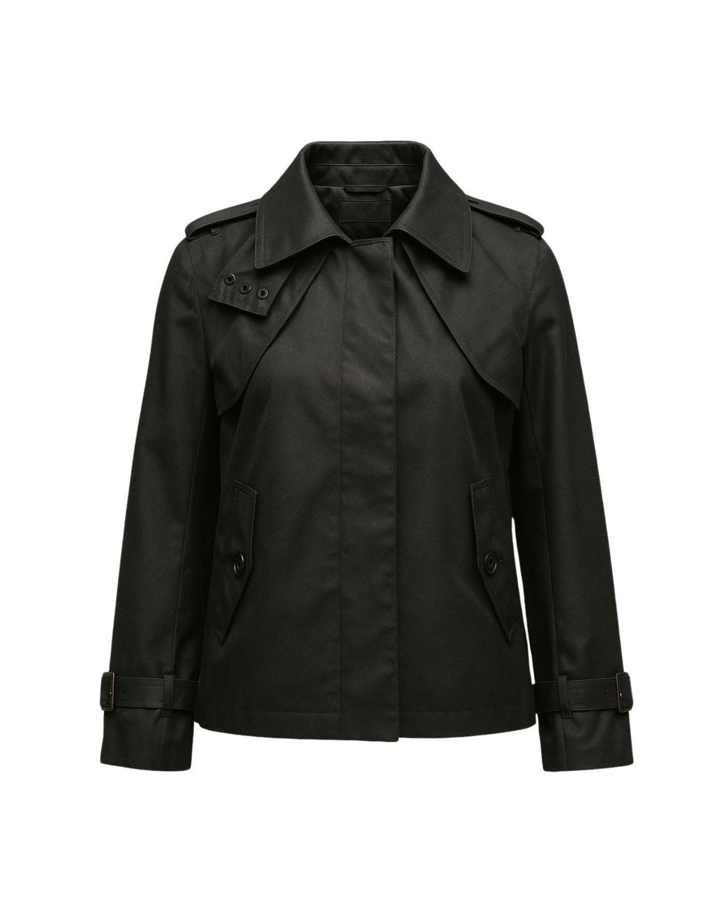 BEIRA Black Amelia Cropped Waterproof & Windproof Trench Jacket With Detachable Hood