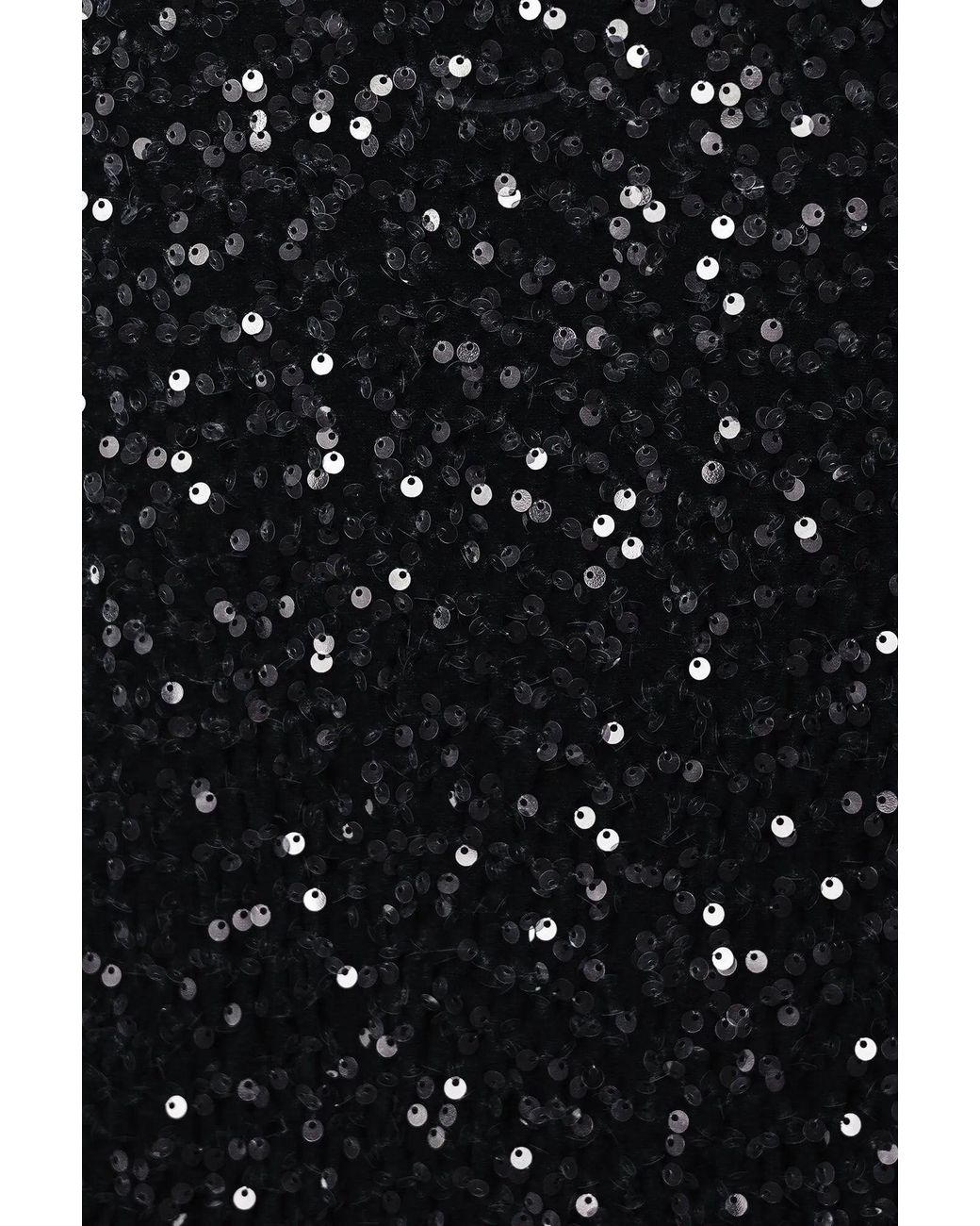POST MERIDIEM Black Sequin Decorated Velvet Puff Sleeve Midi Dress