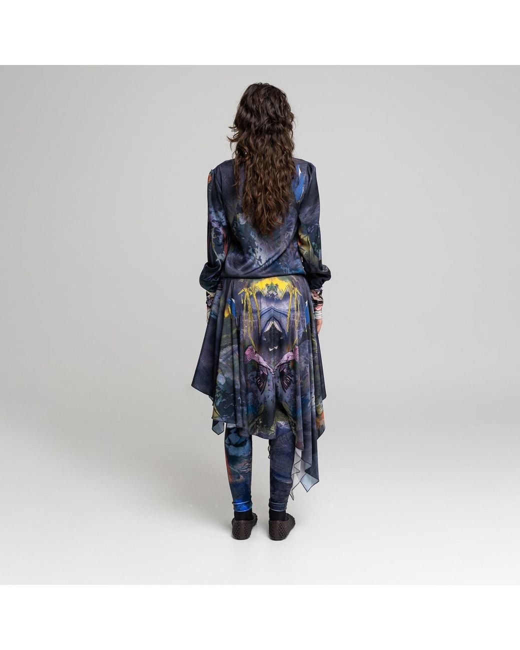 ARTISTA Blue Serena Asymmetric Midi Skirt