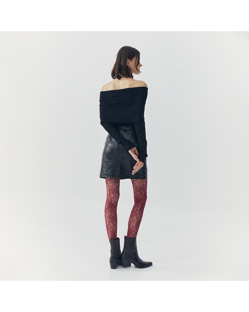 Ats the Label Black Sia Off Shoulder Knit Top