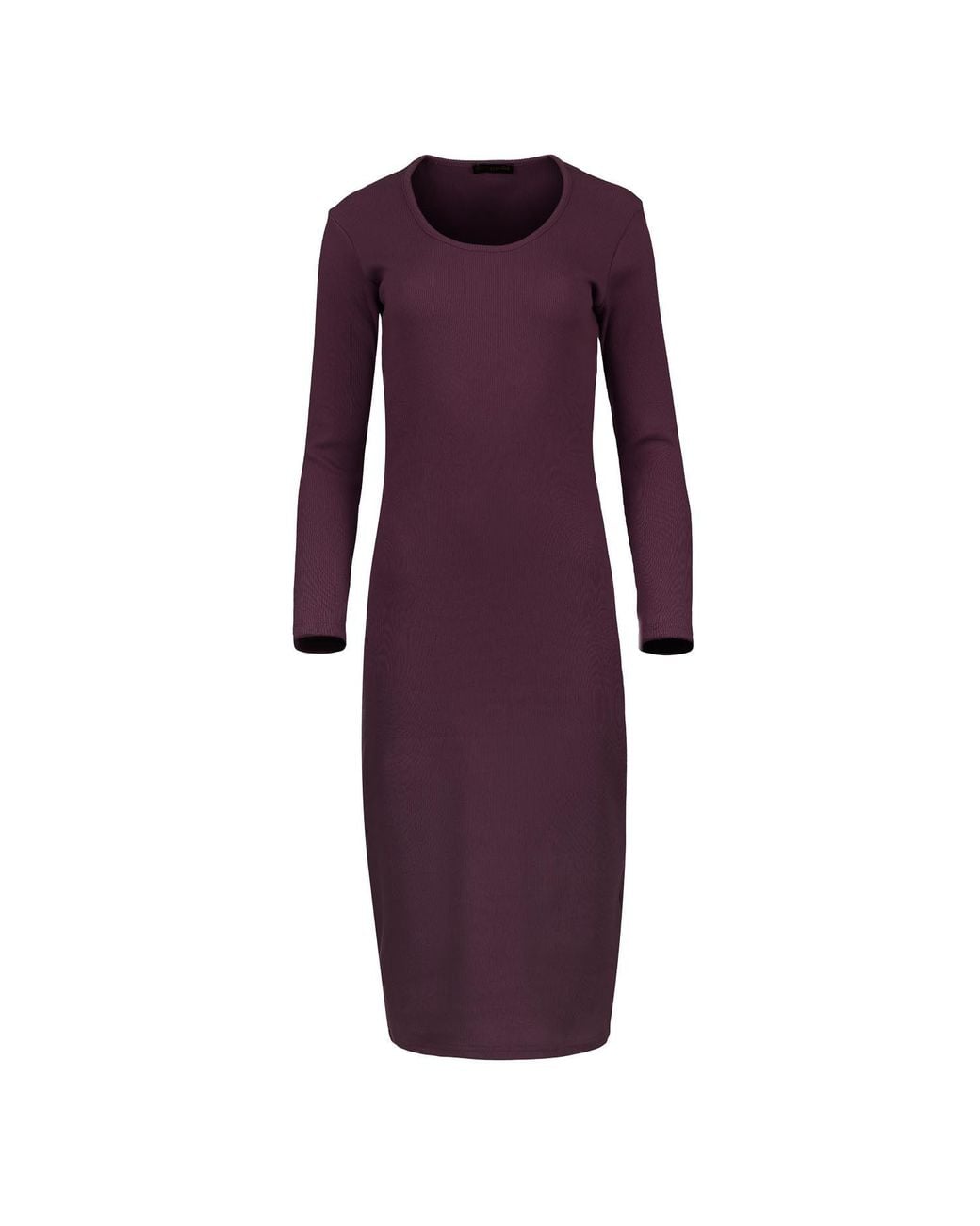 Conquista Purple Long Sleeve Round Neck Midi Dress