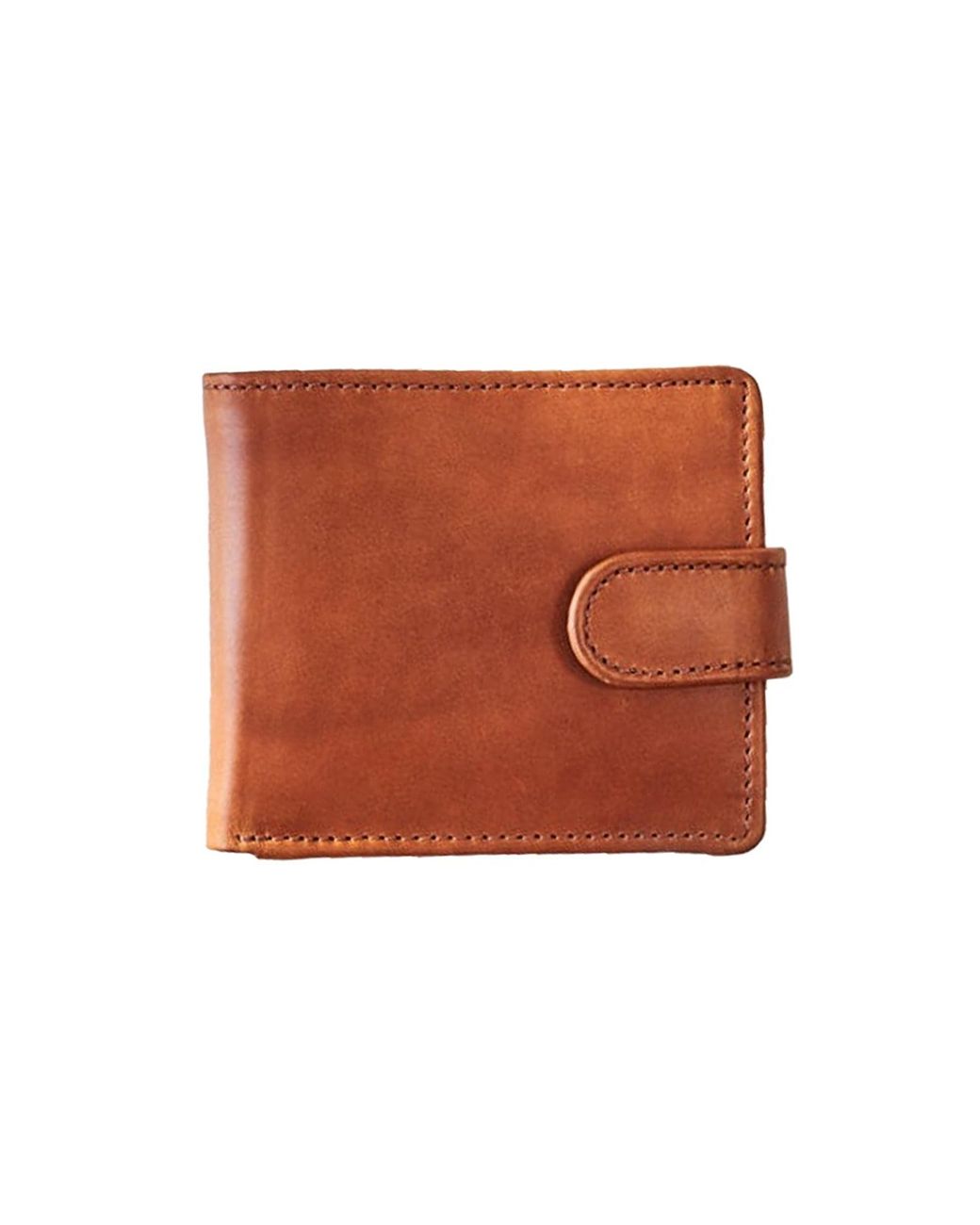 VIDA VIDA Brown Vida Tan Leather Tri Fold Wallet With Rfid for men
