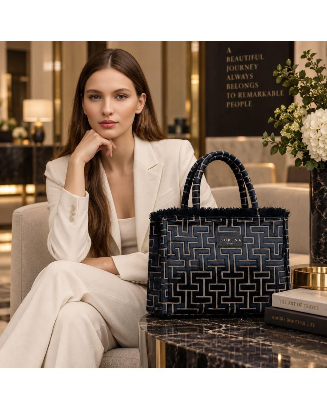 Sorena Black Andro Medium Tote Bag